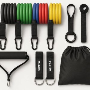 4 Resistance Band Set with Handles and Door Anchor for Full Body Strength Training Home Fitness Equipment for Men and Women